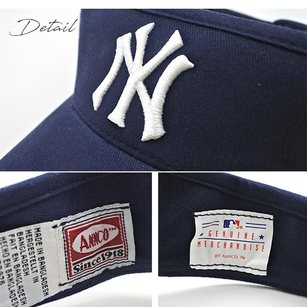 ニューヨーク ヤンキース サンバイザー ネイビー 刺繍 MLB NY NEW YORK