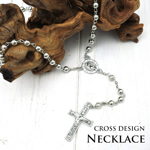 moto クロスネックレス クロス ネックレス シルバー ロザリオ ラインストーン 十字架