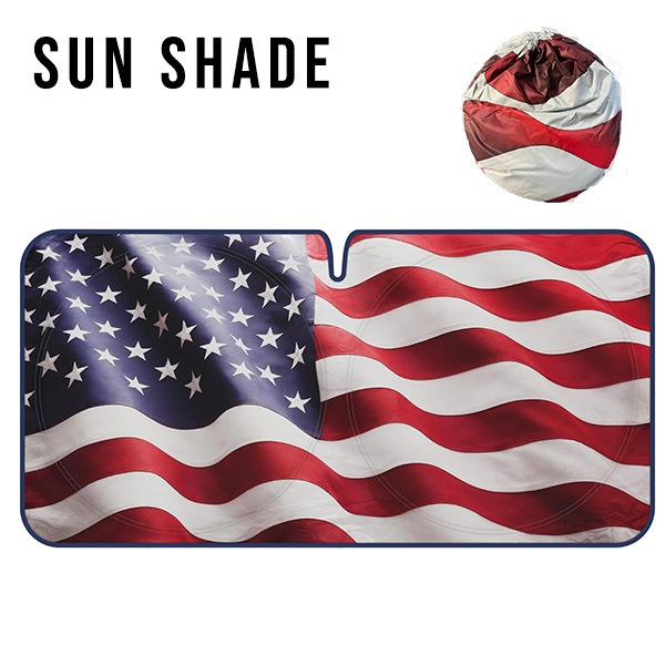 星条旗 サンシェード USA 収納袋付き コンパクト 車用 日よけ UVカット