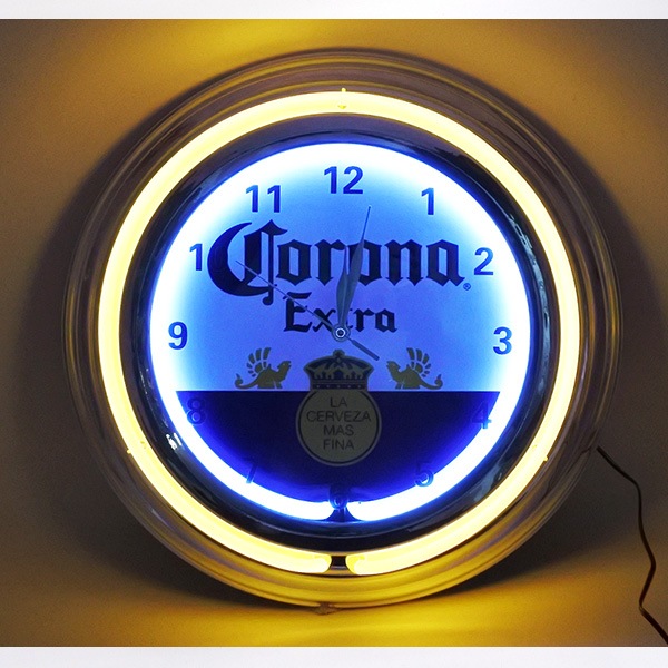 時計 壁掛け ネオンクロック コロナ corona extra ホワイト イエロー