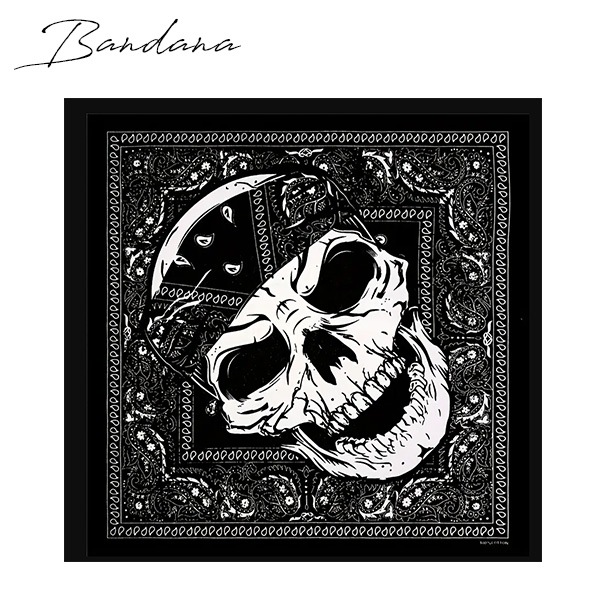 バンダナ ペイズリー柄 スカル ペイズリー ブラック ホワイト ガイコツ