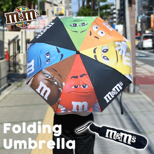 m&m's プッシュ式 折りたたみ傘 雨具 雨傘 ジャンプ傘 コンパクト