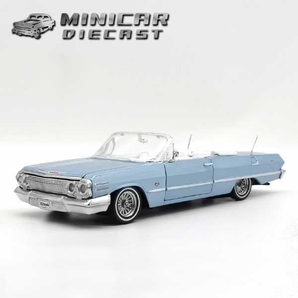 ひ*ー様 60 インパラ コンバーチブル　ミニカー 1/24 箱入り ミニカー 1963 Chevrolet Impala CONV. メタリックブルー
