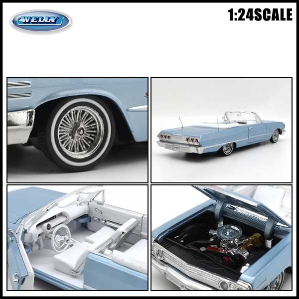 1/24 箱入り ミニカー 1963 Chevrolet Impala CONV. メタリックブルー