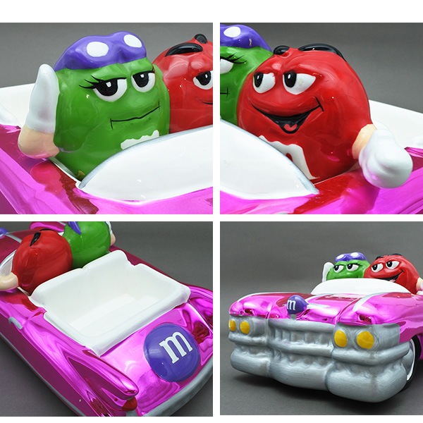 USED品 m&m's チョコレート お皿 陶器 メタリック ピンク レッド