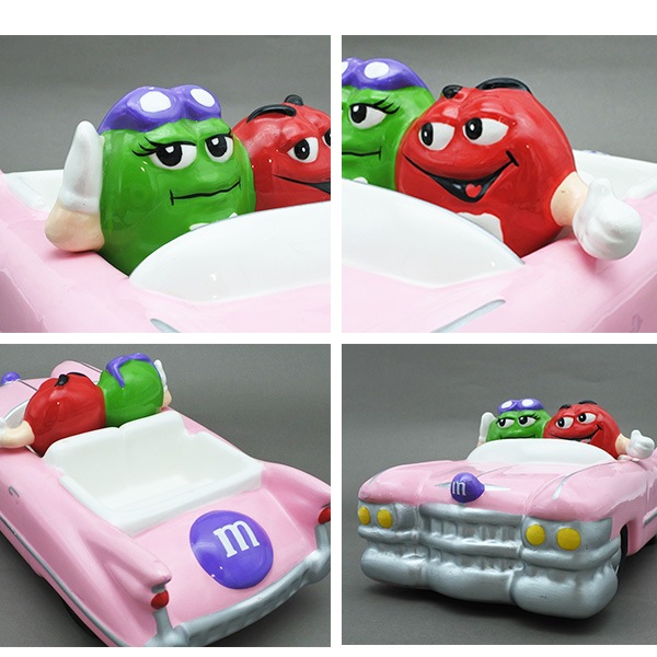 USED品 m&m's お皿 陶器 チョコレート エムアンドエムズ ピンク レッド