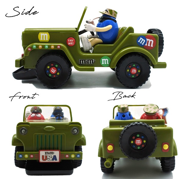 M＆M's 　限定ミリタリーミニカー ディスペンサー USED品 m&m's チョコレート ディスペンサー レッド ブルー イエロー