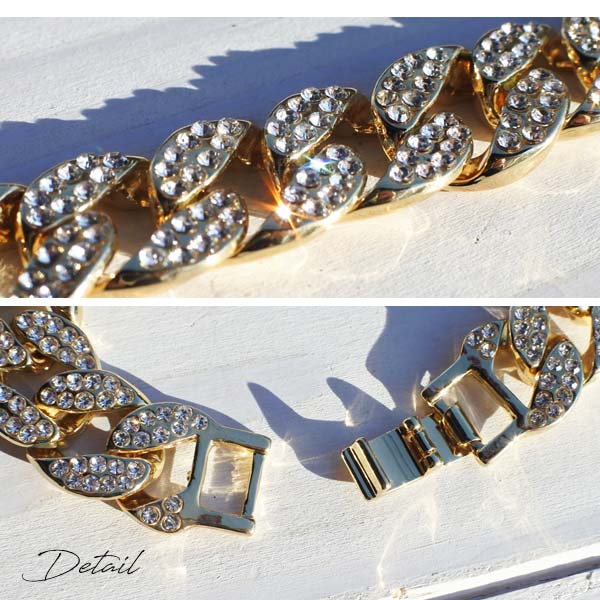 ブレスレット ラインストーン ゴールド マイアミキューバン bling