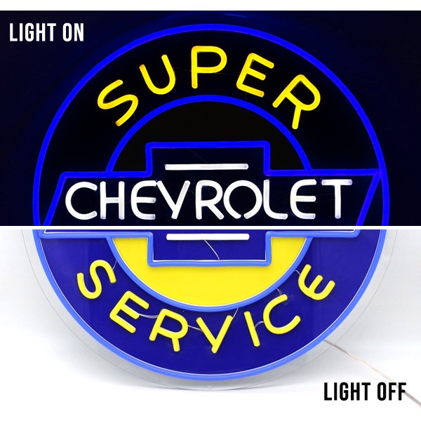 CHEVROLET ネオンサイン ブルー イエロー シボレー ボウタイ ロゴ