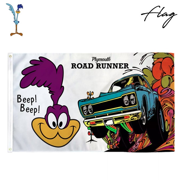 ロードランナー フラッグ Plymouth ロゴ ホワイト 横 Road Runner