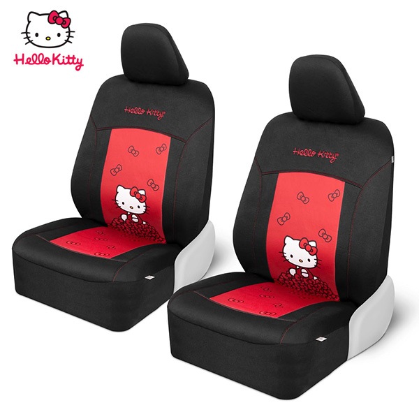 ハローキティ シートカバー 2席 セット レッド リボン フロント シート 