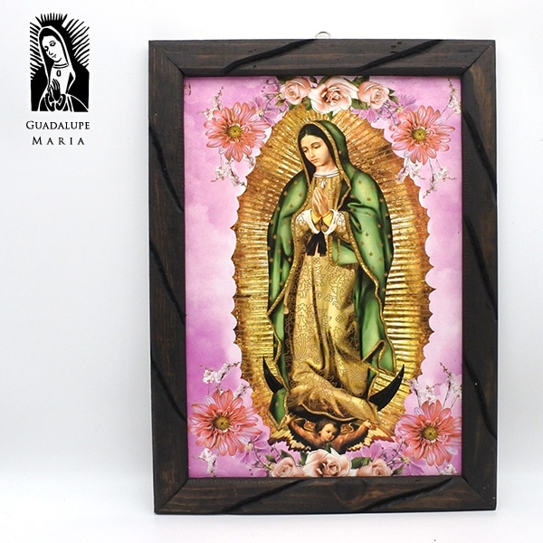 GUADALUPE 壁掛け マリア グアダルーペ マリア ウッドフレーム メキシコフラッグ 壁掛け