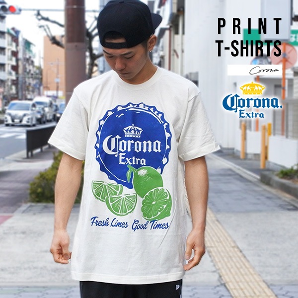 Tシャツ 半袖 メンズ コロナ コロナビール CORONA アイボリー クリーム