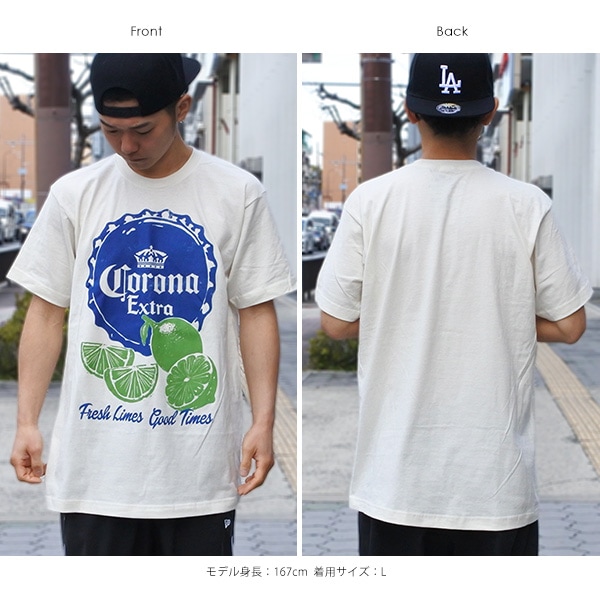 Tシャツ 半袖 メンズ コロナ コロナビール CORONA アイボリー クリーム