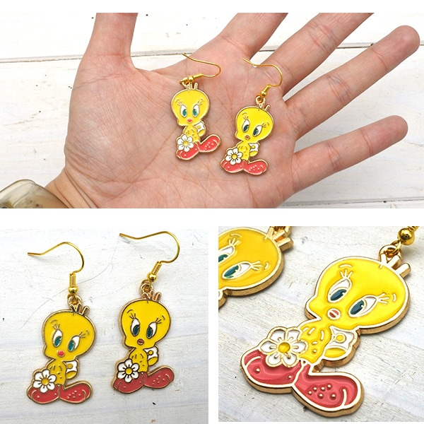 トゥイーティー ピアス フックピアス アクセサリー イエロー ピンク