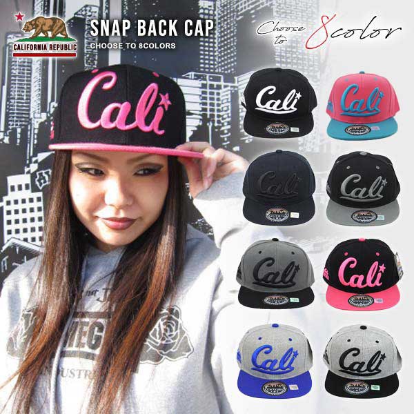 CALIFOLKS CA ロゴスナップバックキャップ　ブラック キャップ メンズ レディース #17 CALI ロゴ 帽子 全8色 ブラック