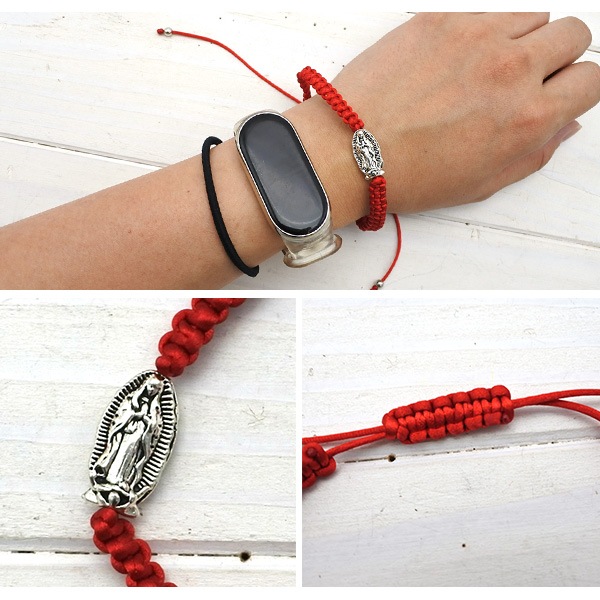 グアダルーペマリア ブレスレット 紐 グアダルーペ マリア レッド