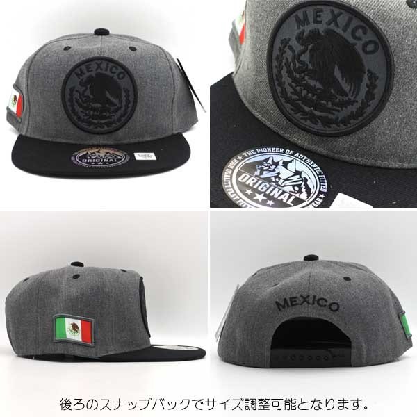 キャップ メンズ レディース #79 メキシコ ロゴ ワッペン 刺繍 グレー