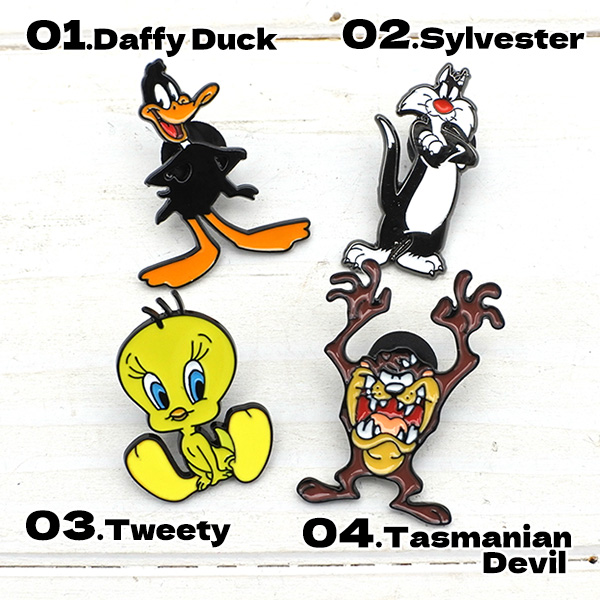 激レア　90年代　ワーナー・ブラザース　ルーニー・テューンズ　ピンバッジ　セット ルーニーテューンズ Looney Tunes ピンバッジ 全4種類 トゥイーティー