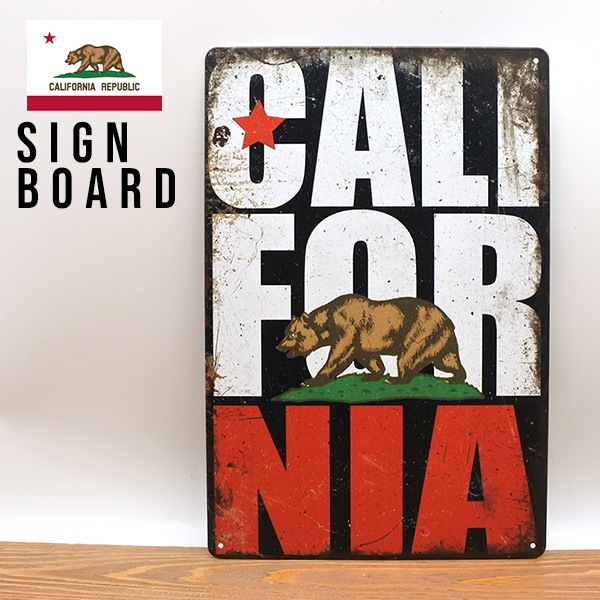 サインプレート カリフォルニア 州旗 CALIFORNIA カリフォルニア州旗 