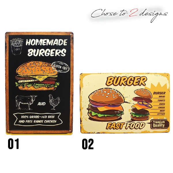 ヴィンテージ　サインボード　ハンバーガー おしゃれ　雑貨 サインプレート 全2種類 ハンバーガー hamburger ダイナー お店