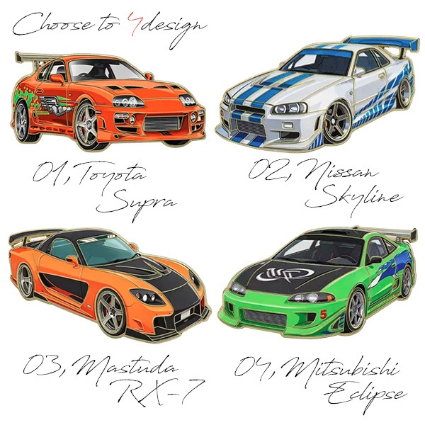 ハイスピード　ピンズ　ピンバッジ ワイルドスピード ピンバッジ 全4種類 おしゃれ FAST&FURIOUS トヨタ