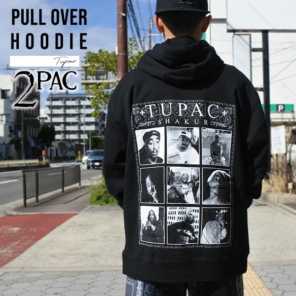 パーカー メンズ 長袖 フーディー HOODIE 2PAC TUPAC ブラック