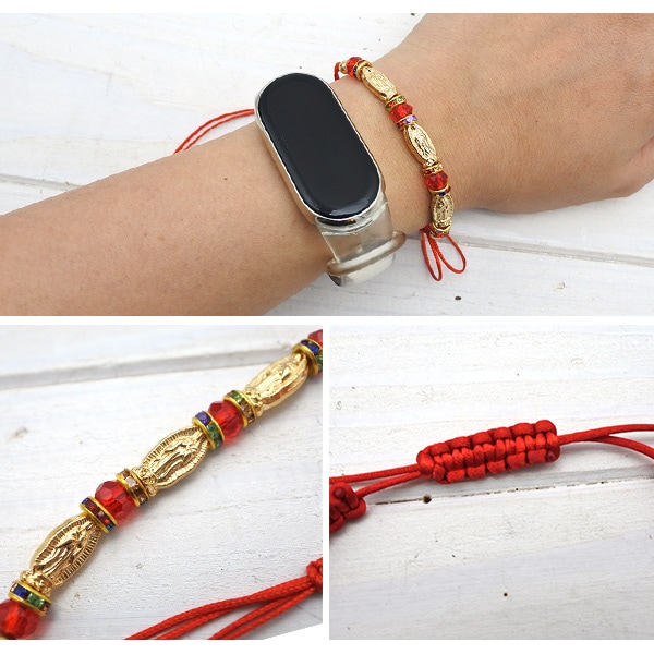 グアダルーペマリア ブレスレット 紐 グアダルーペ マリア レッド