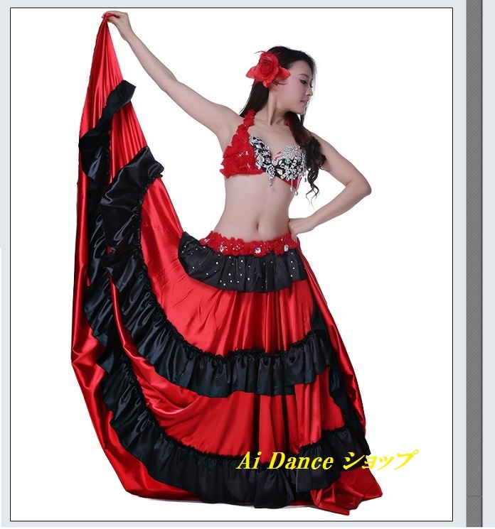 社交ダンスベリーダンス赤のスカート