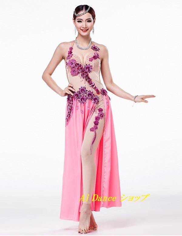 ピンク ベリーダンス 衣装 ワンピース ベリーダンス レッスン着 ワンピース ピンク LW0076 solana