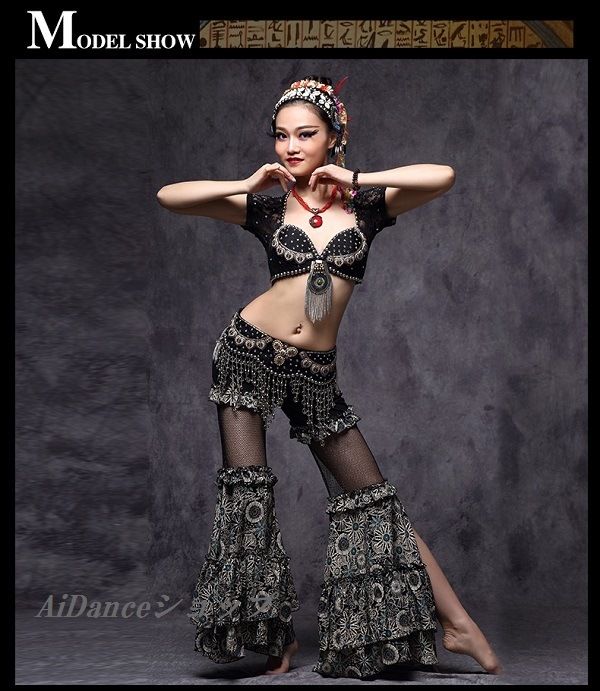 新着 ベリーダンス 衣装 チョリタイプブラ ヒップベルト 2点セット