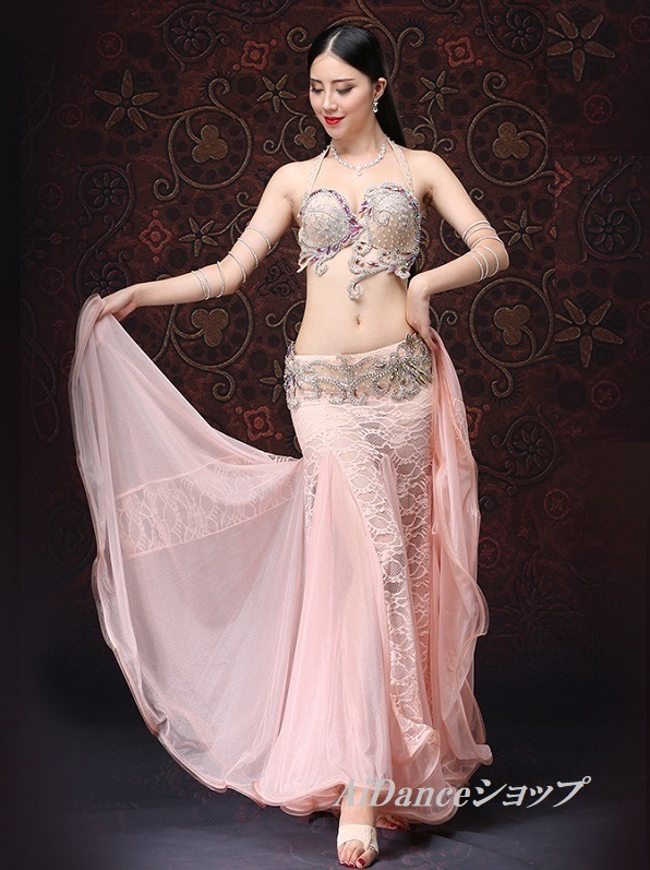 ベリーダンス コスチューム ブラックカラー 大きいサイズ】ベリーダンス衣装コスチュームブラ＆ベルト2点