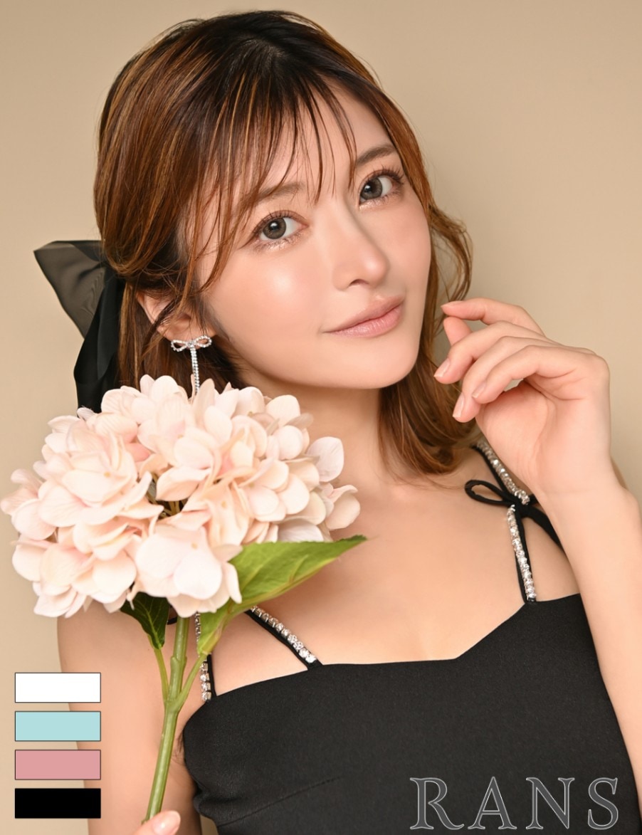 【RANS】ミニ/ドレス/キャミ/セットアップ/ブラック/ビジュー/リボン