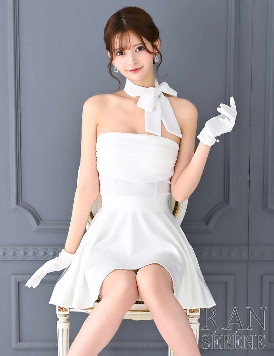 RANS ストラップレスミニドレス 赤・黒・白 即納][instock]【RAN SERENE】ミニ/ドレス/セットアップ/ホワイト/ベア
