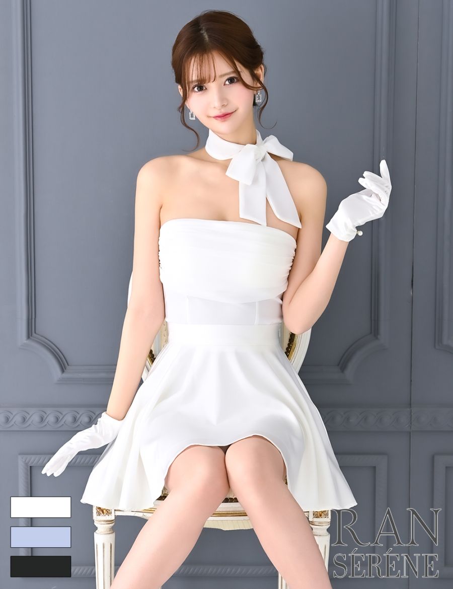 即納][instock]【RAN SERENE】ミニ/ドレス/セットアップ/ホワイト/ベア
