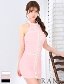 LIZLISA ピンク ホルターネックミニワンピース　 ビッグリボントップス 即納][instock]【RAN SERENE】ミニ/ドレス/ワンピース/タイト/ホワイト