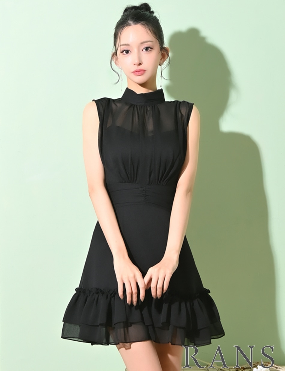 即納][instock]【RANS】ミニ/ドレス/ワンピース/ブラック/ハイネック