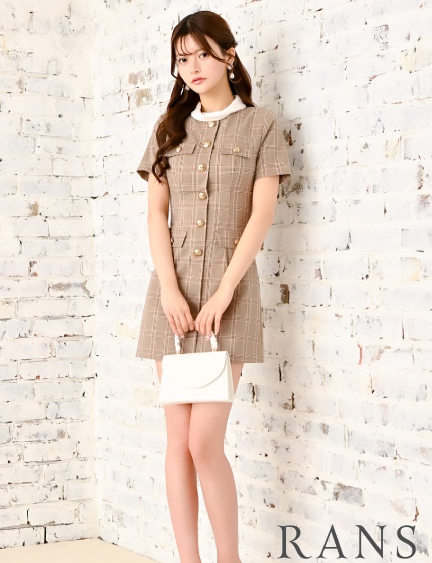 極美品 ANDMARY ベロア ミニドレス ワンピースのみ ベージュ ANDMARY】Anita ribbon mini dress