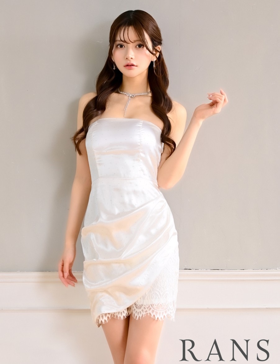 即納][instock]【RANS】ミニ/ドレス/ワンピース/ベア/タイト/ホワイト