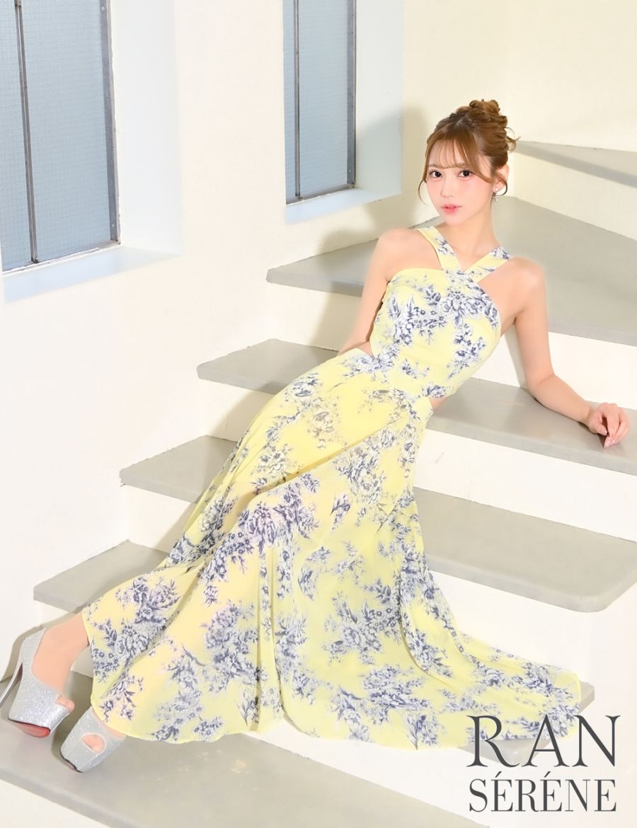 ALOHA STANDASDS イエローロングドレス ホルターネック フラドレス Mのみ即納][instock]【RAN SERENE】ロング/ドレス/イエロー