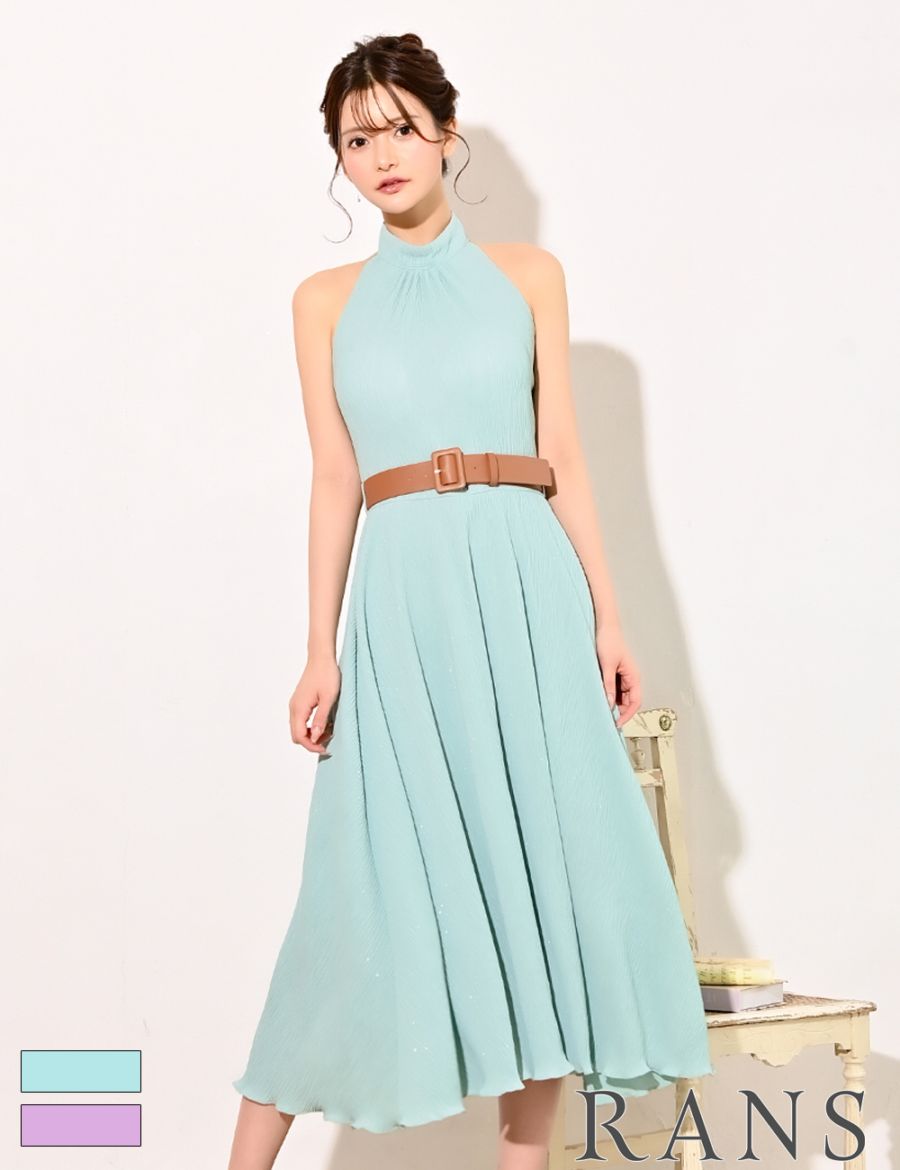 [即納][instock]【RANS】ロング/丈長/ドレス/ワンピース/フレア/ミント/ホルターネック