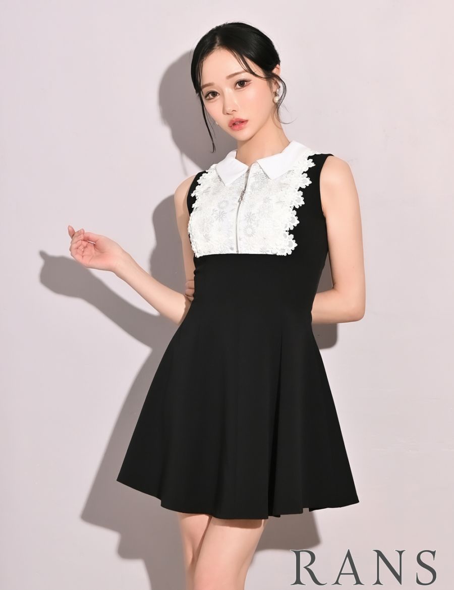 即納][instock]【RANS】ミニ/ドレス/ワンピース/フレア/ブラック