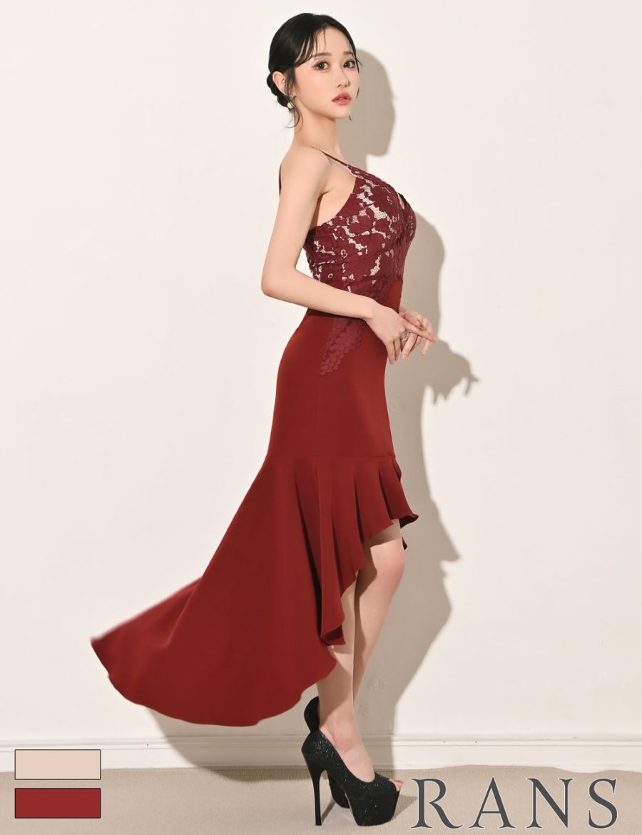 RANS レース ミニドレス 赤　ほぼ未使用 Mのみ即納】[instock]【RANS】ミニ/ドレス/オフショル/レッド