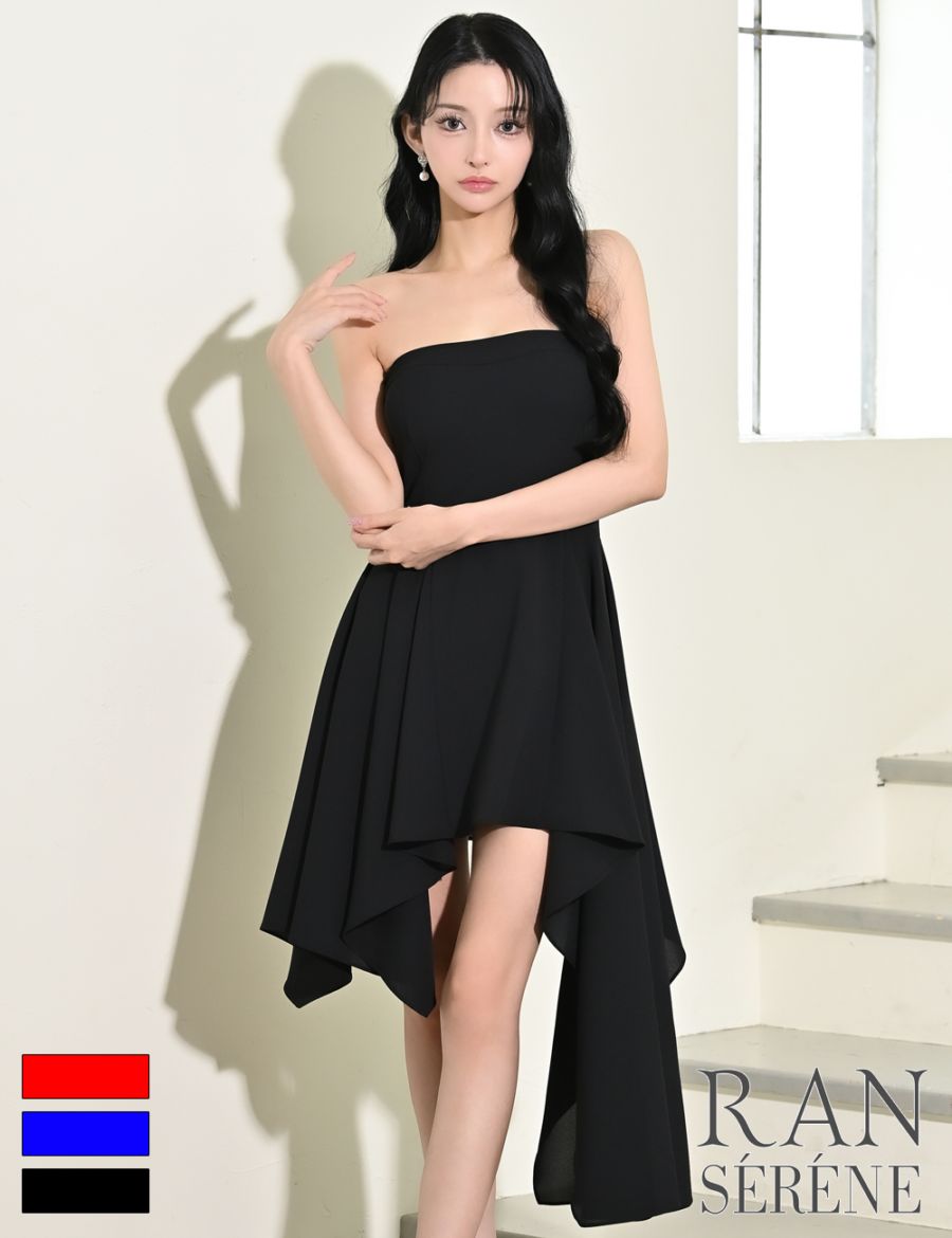 [即納][instock]【RAN SERENE】丈長/ミニ/ドレス/ワンピース/ブラック/ベア/フレア/アシンメトリー