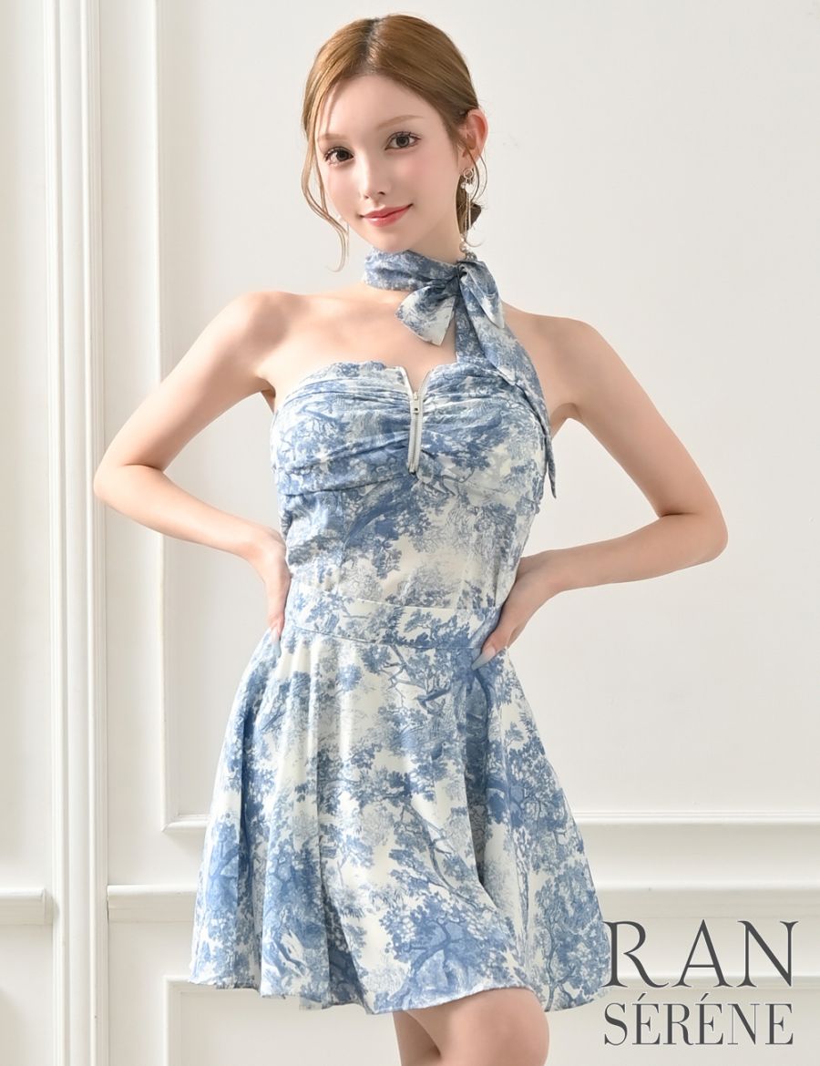 即納][instock]【RAN SERENE】ミニ/ドレス/セットアップ/ブルー/ベア