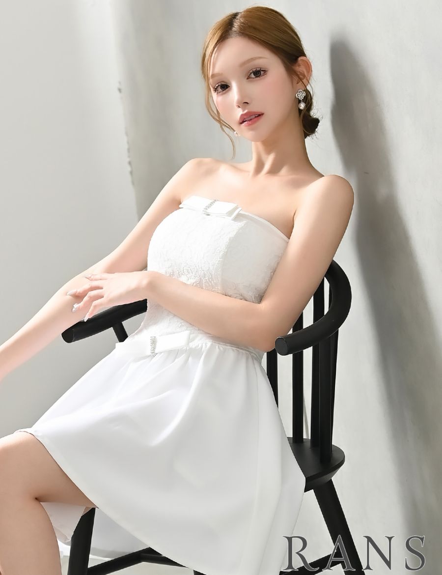 即納][instock]【RANS】ミニ/ドレス/ワンピース/ホワイト/ベア/フレア