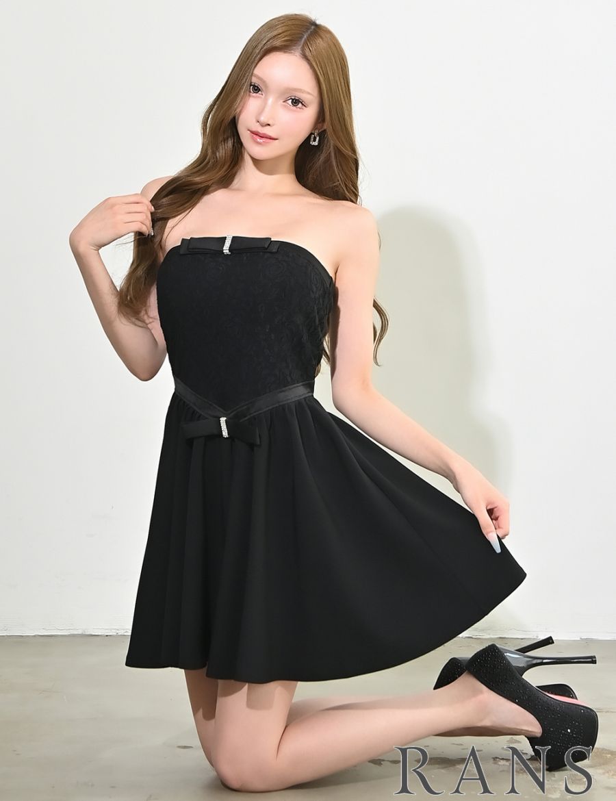 Sのみ即納][instock]【RANS】ミニ/ドレス/ワンピース/ブラック/ベア