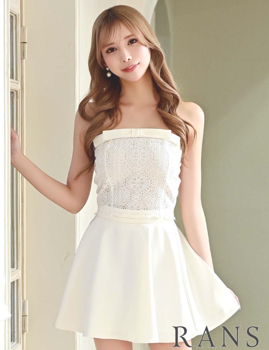 即納][instock]【RANS】ミニ/ドレス/セットアップ/ホワイト/ベア