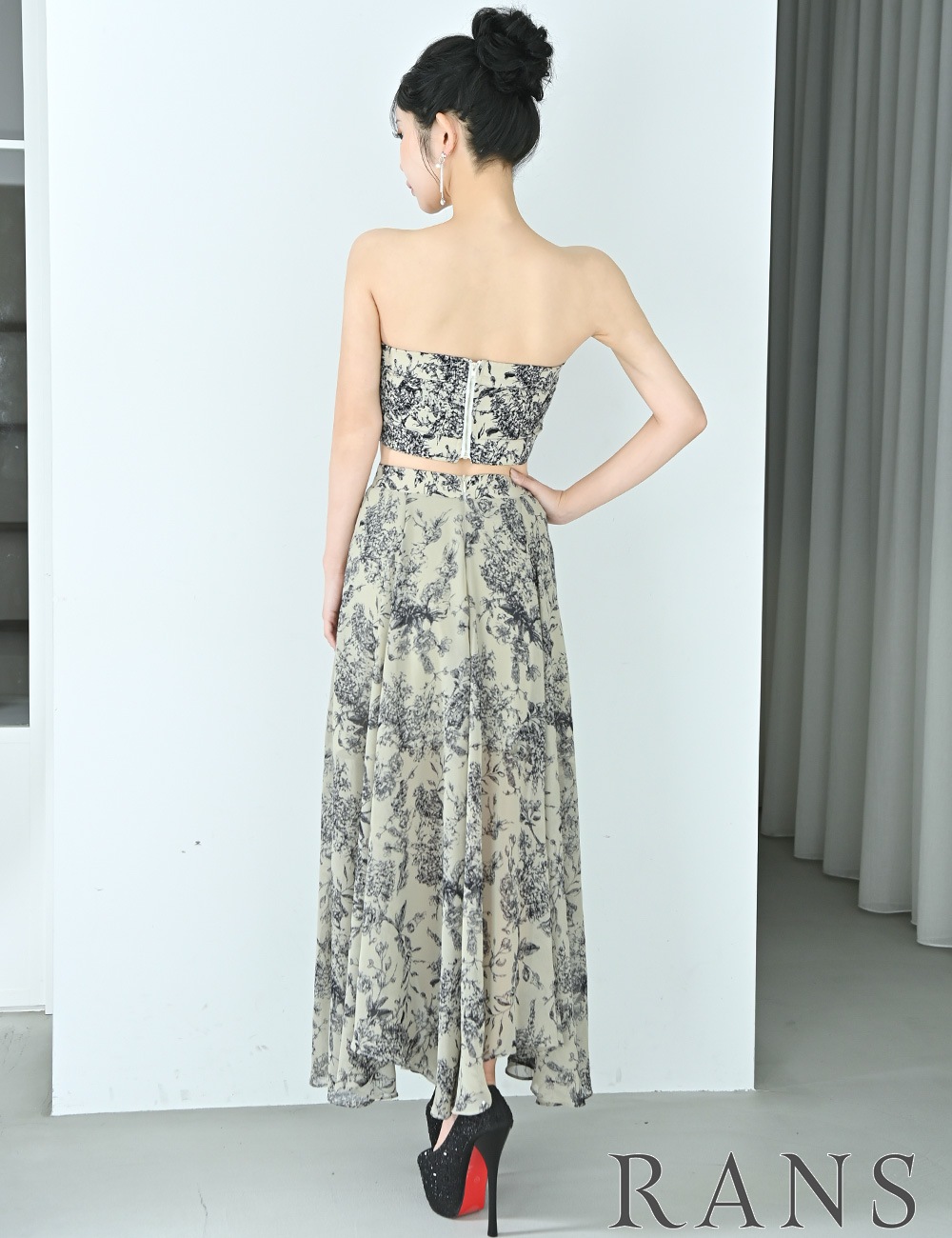 RANS ランズ 花柄ロングドレス Sサイズ 即納][instock]【RANS】ロング/ドレス/ワンピース/ベージュ/ベア