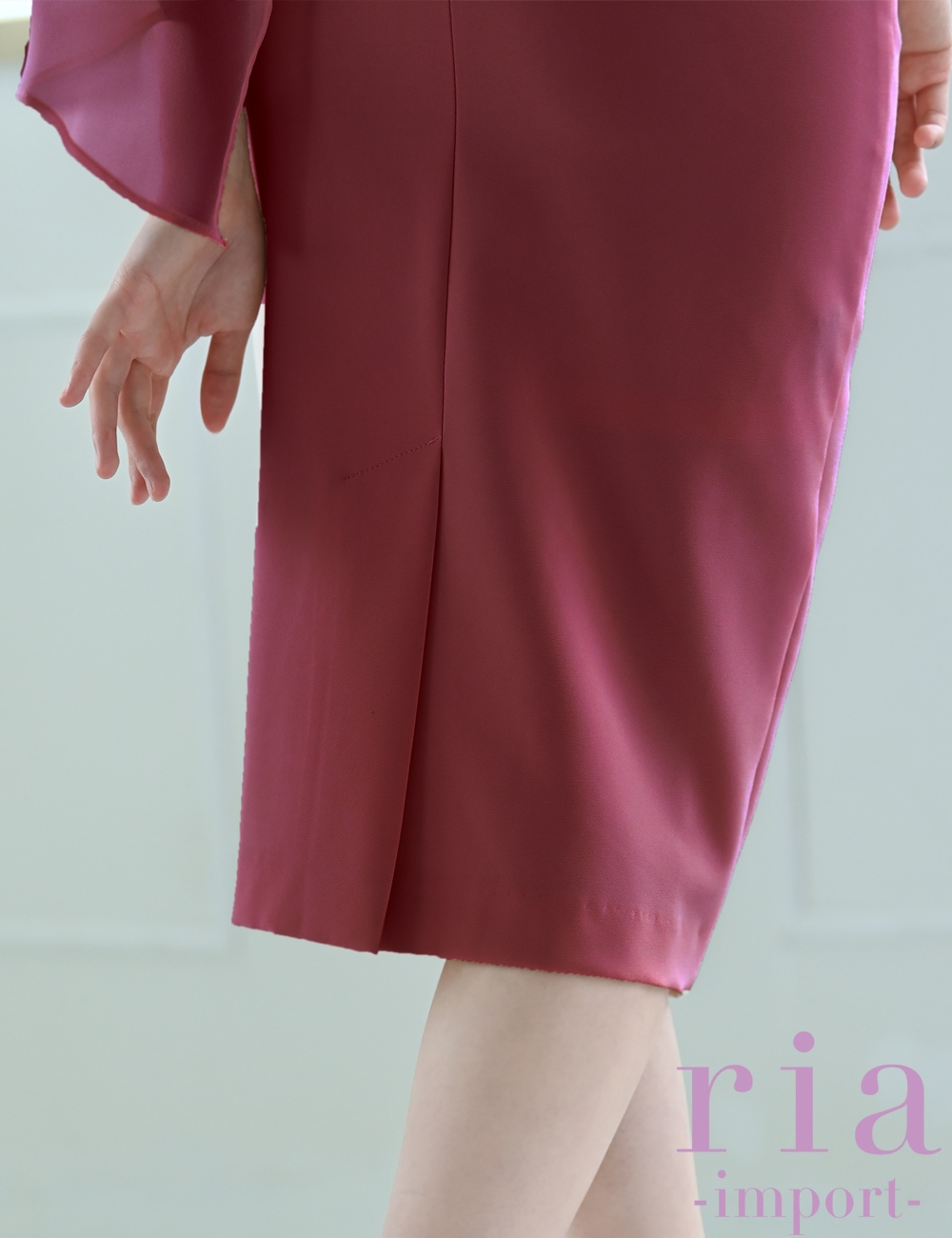 【ria】丈長/ドレス/ワンピース/タイト/チョーカー風/ワンショル/レッド